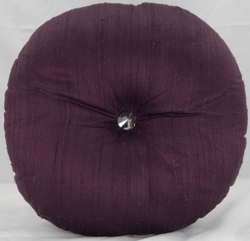 Aubergine Silk Round Cushion