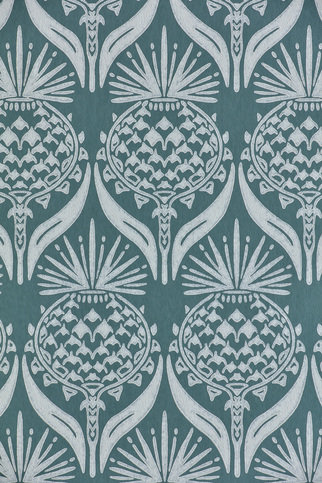Artichoke Thistle Teal Wallpaper by Barneby Gates