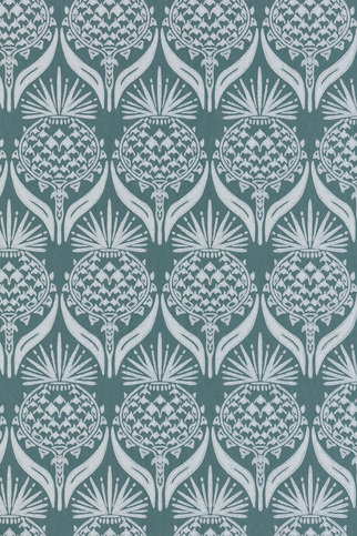 Artichoke Thistle Teal Wallpaper by Barneby Gates
