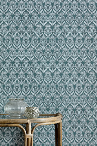 Artichoke Thistle Teal Wallpaper by Barneby Gates