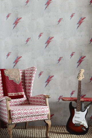 Bolt from Mars Red on Natural Wallpaper by Barneby Gates