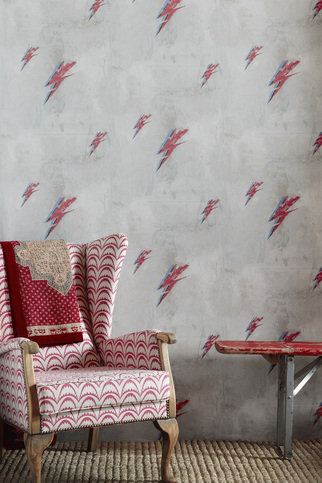 Bolt from Mars Red on Natural Wallpaper by Barneby Gates