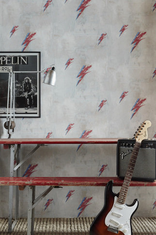 Bolt from Mars Red on Natural Wallpaper by Barneby Gates