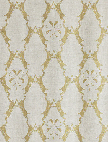 Boxing Hares Gold Fabric by Barneby Gates 