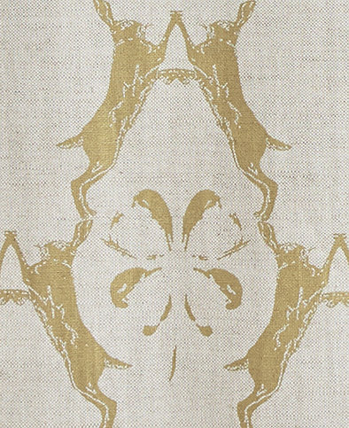 Boxing Hares Gold Fabric by Barneby Gates 