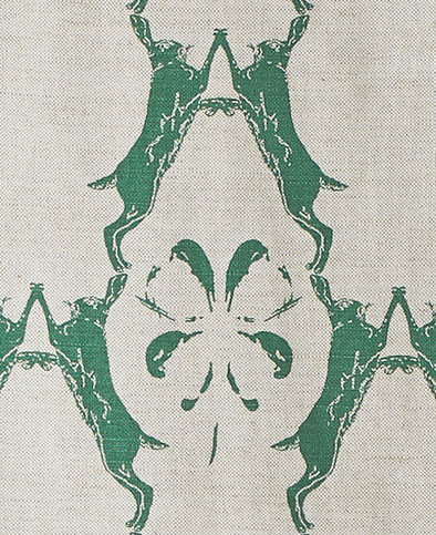 Boxing Hares Green Fabric by Barneby Gates 