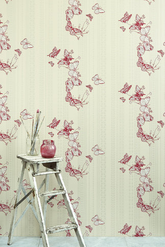 Bugs & Butterflies Raspberry Wallpaper by Barneby Gates