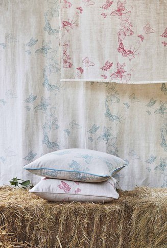 Butterflies Ice Blue Fabric by Barneby Gates