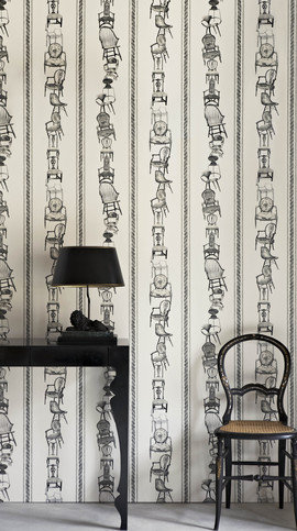 Chairs Black on Parchment Wallpaper by Barneby Gates 