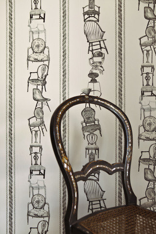Chairs Black on Parchment Wallpaper by Barneby Gates 
