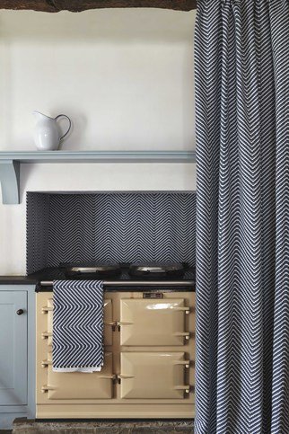 Chevron Ink Blue Fabric by Barneby Gates