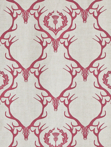 Deer Damask Claret Fabric by Barneby Gates 