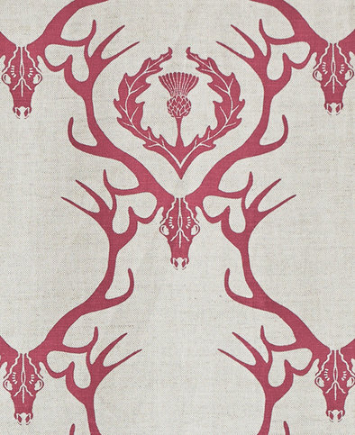 Deer Damask Claret Fabric by Barneby Gates 
