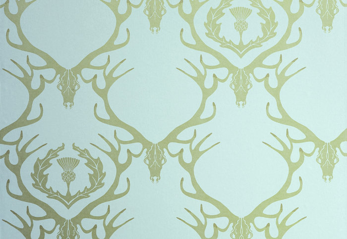 Deer Damask Duck Egg Blue Wallpaper by Barneby Gates 