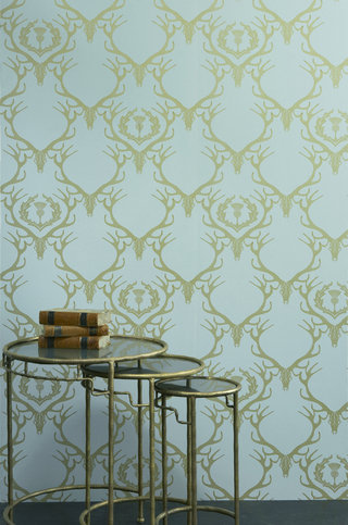 Deer Damask Duck Egg Blue Wallpaper by Barneby Gates 