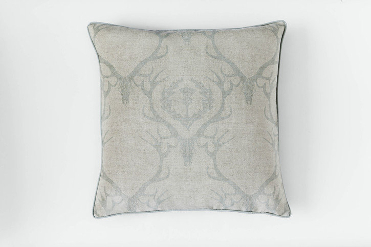 Deer Damask Duck Egg Cushion by Barneby Gates 