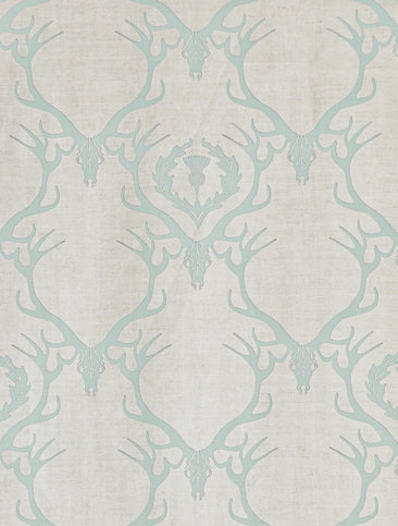 Deer Damask Duck Egg Fabric by Barneby Gates 