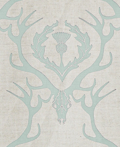 Deer Damask Duck Egg Fabric by Barneby Gates 