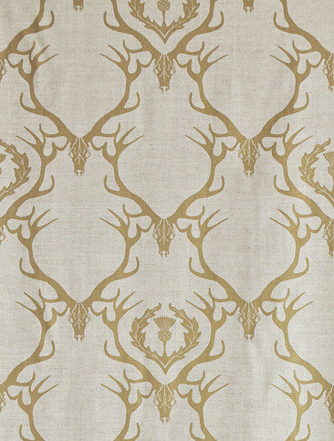 Deer Damask Gold Fabric by Barneby Gates 
