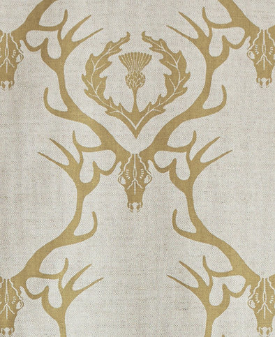 Deer Damask Gold Fabric by Barneby Gates 