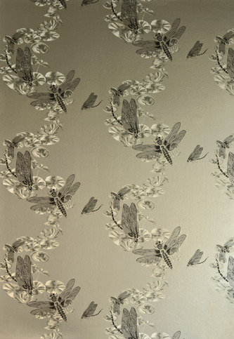 Dragonfly Pewter Wallpaper by Barneby Gates