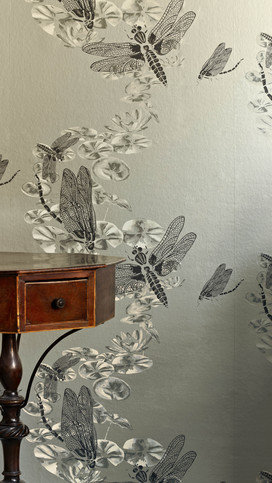 Dragonfly Pewter Wallpaper by Barneby Gates