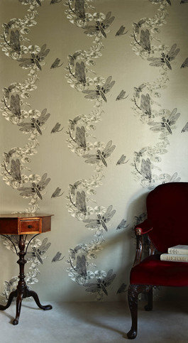 Dragonfly Pewter Wallpaper by Barneby Gates