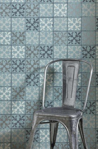 Fleur de Lys Tile Canteen Blue Wallpaper by Barneby Gates