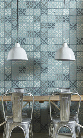 Fleur de Lys Tile Canteen Blue Wallpaper by Barneby Gates
