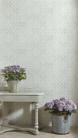 Fleur de Lys Tile Vintage Grey Wallpaper by Barneby Gates