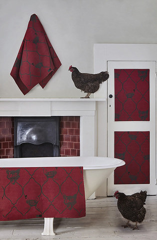 Fox & Hen Brick Fabric by Barneby Gates