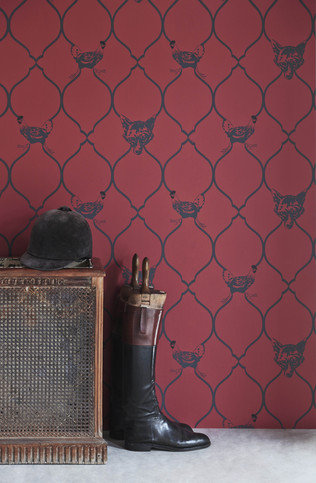 Fox & Hen Brick Wallpaper by Barneby Gates