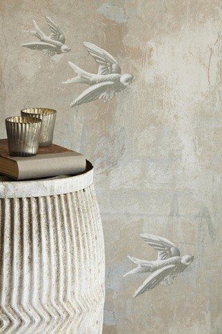 Fresco Birds Natural Wallpaper by Barneby Gates