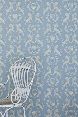 Heraldic Lion Wedgewood Blue Wallpaper by Barneby Gates