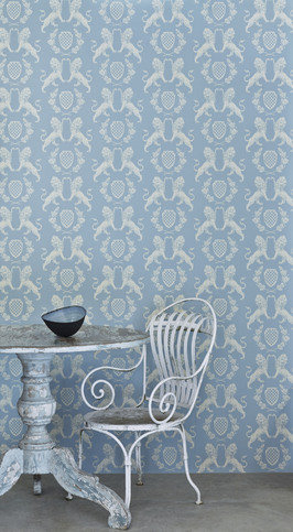 Heraldic Lion Wedgewood Blue Wallpaper by Barneby Gates