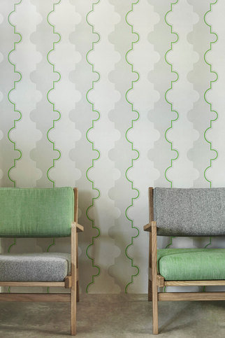 Jigsaw Stripe Green Wallpaper by Barneby Gates