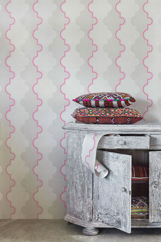 Jigsaw Stripe Pink Wallpaper by Barneby Gates