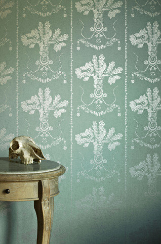 Lucky Charms Graphite on Denim Wallpaper by Barneby Gates