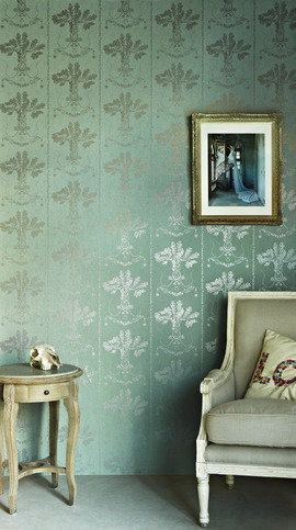Lucky Charms Graphite on Denim Wallpaper by Barneby Gates