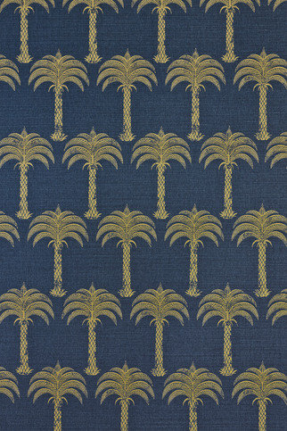 Marrakech Palm Midnight Blue Fabric by Barneby Gates