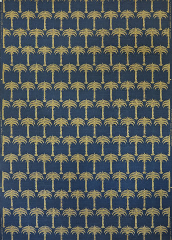 Marrakech Palm Midnight Blue Fabric by Barneby Gates