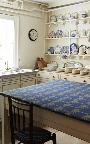 Marrakech Palm Midnight Blue Fabric by Barneby Gates
