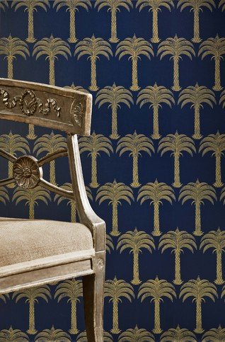 Marrakech Palm Midnight Blue Wallpaper by Barneby Gates
