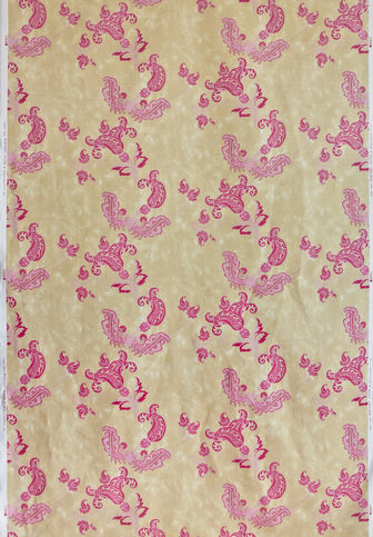 Paisley Hot Pink on Tea Stain Fabric by Barneby Gates