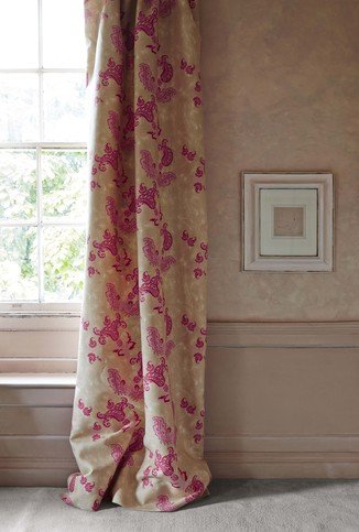 Paisley Hot Pink on Tea Stain Fabric by Barneby Gates