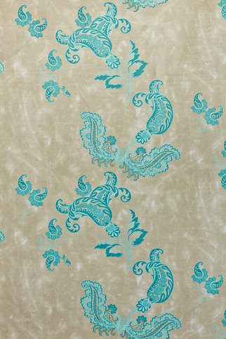 Paisley Turquoise on Old Grey Fabric by Barneby Gates