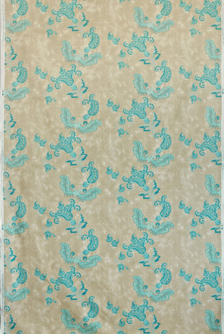 Paisley Turquoise on Old Grey Fabric by Barneby Gates