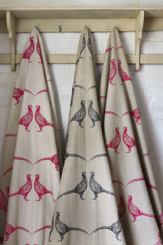 Pheasant Charcoal on Natural Fabric by Barneby Gates