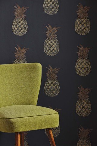 Pineapple Charcoal Wallpaper by Barneby Gates
