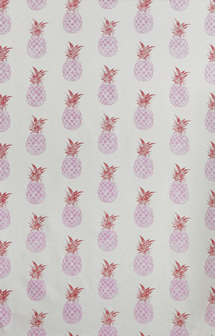 Pineapple Pink/red on cream Fabric by Barneby Gates 